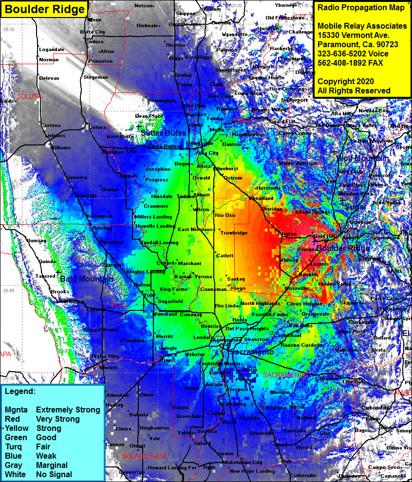 heat map radio coverage Boulder Ridge